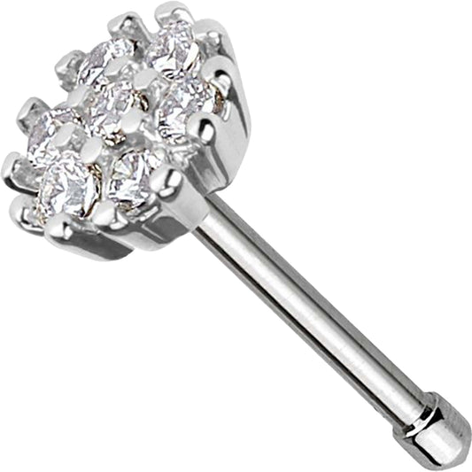 Nose Stud Flower Zirconia Silver