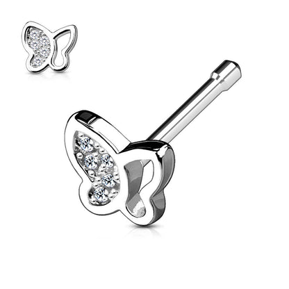 Nose Stud Butterfly Zirconia