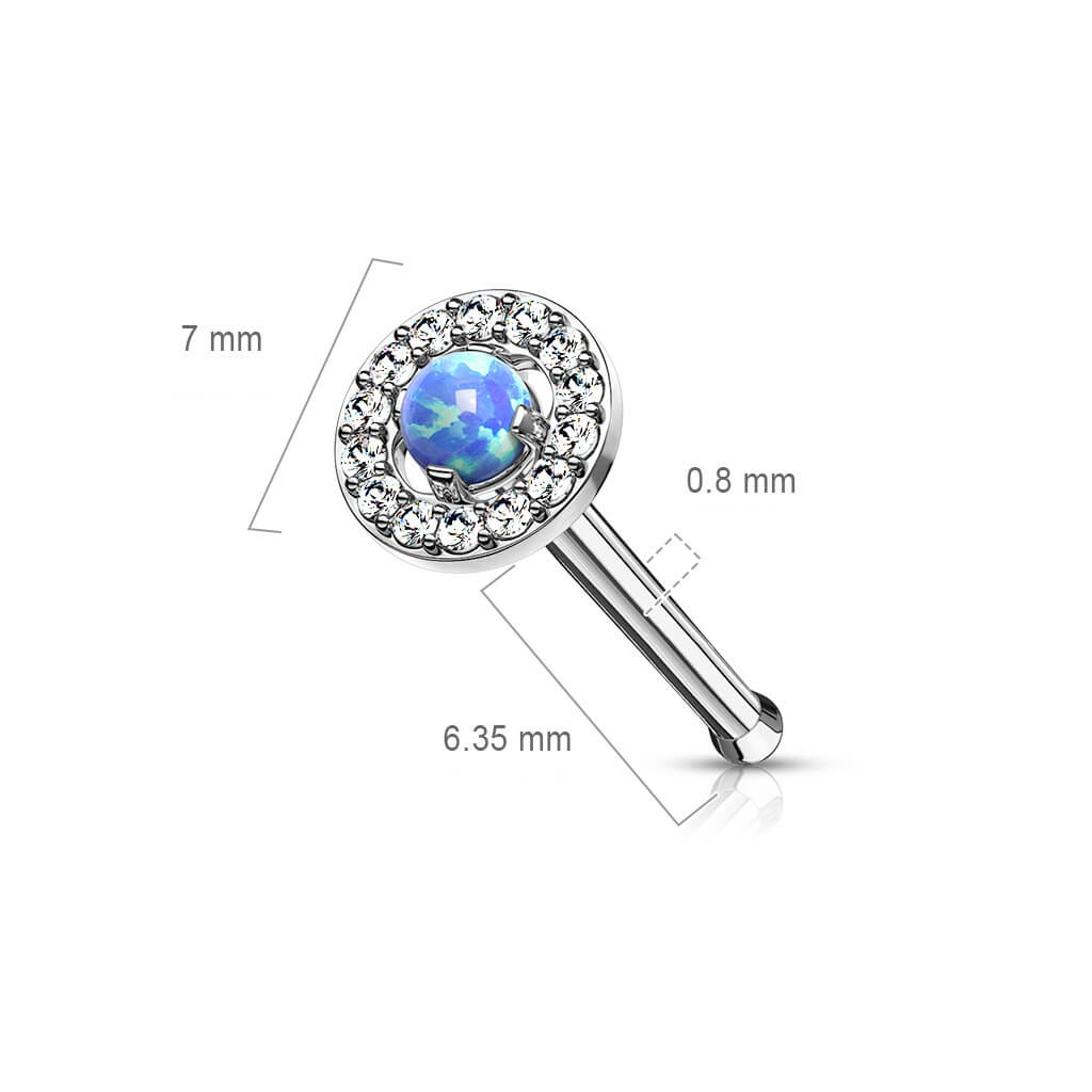 Stud Nasale Tondo d´argento con opale zirconi