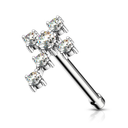 Nose Stud Cross Zirconia