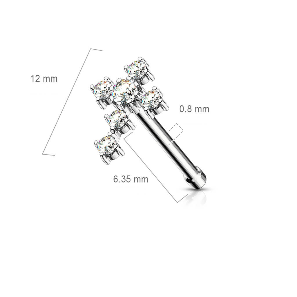 Stud Nasale Croce di zirconi