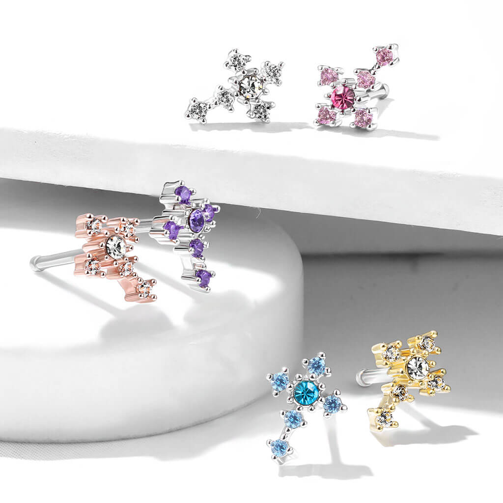 Nose Stud Cross Zirconia