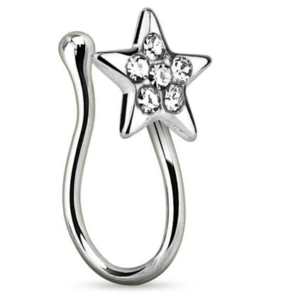 Fake Nose Piercing Star Zirconia Bendable