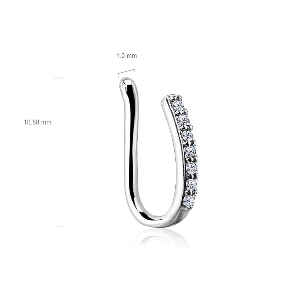 Fake Nose Piercing Line Zirconia Silver Bendable