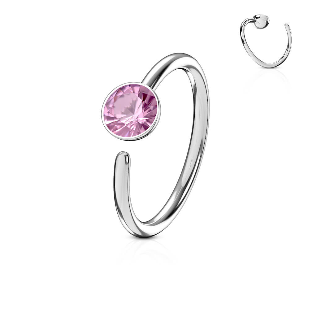 Anello Piercing Zircone con argento Pieghevole