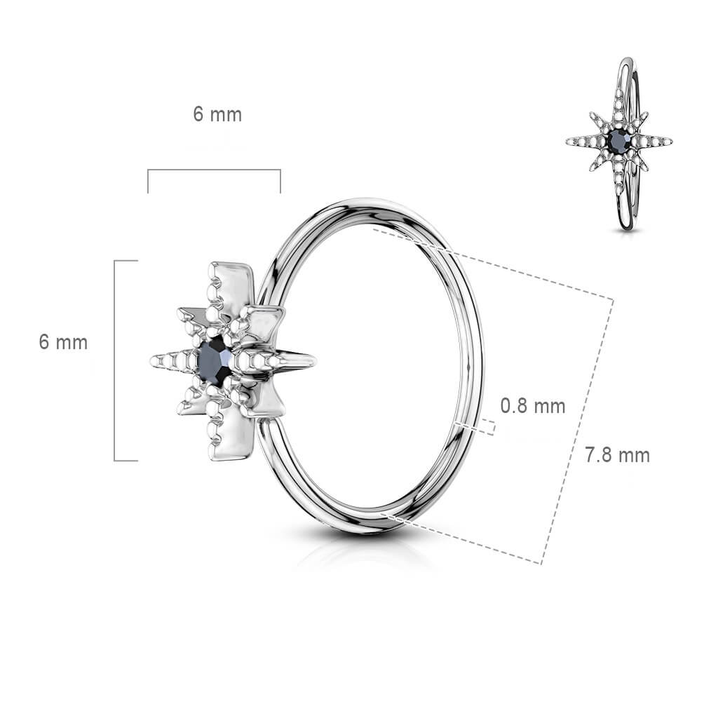 Anello Piercing Stella di zirconi Pieghevole