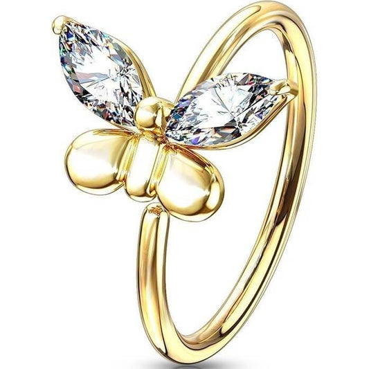 Ring Butterfly Zirconia Gold Bendable