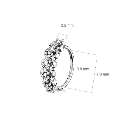 Anello Piercing Zirconi Pieghevole