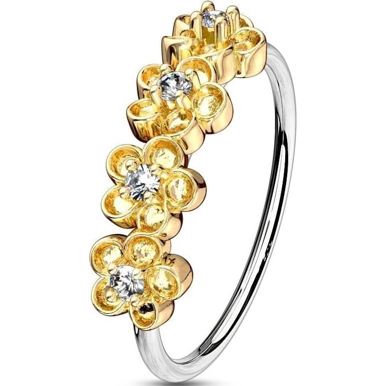 Anello Piercing Fiori di zirconi Pieghevole