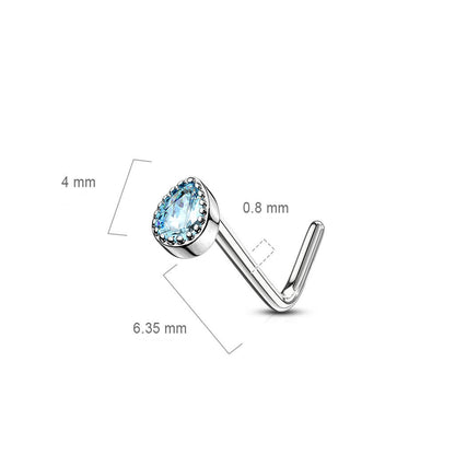 Nez En Forme de L Goutte Zircone Argent