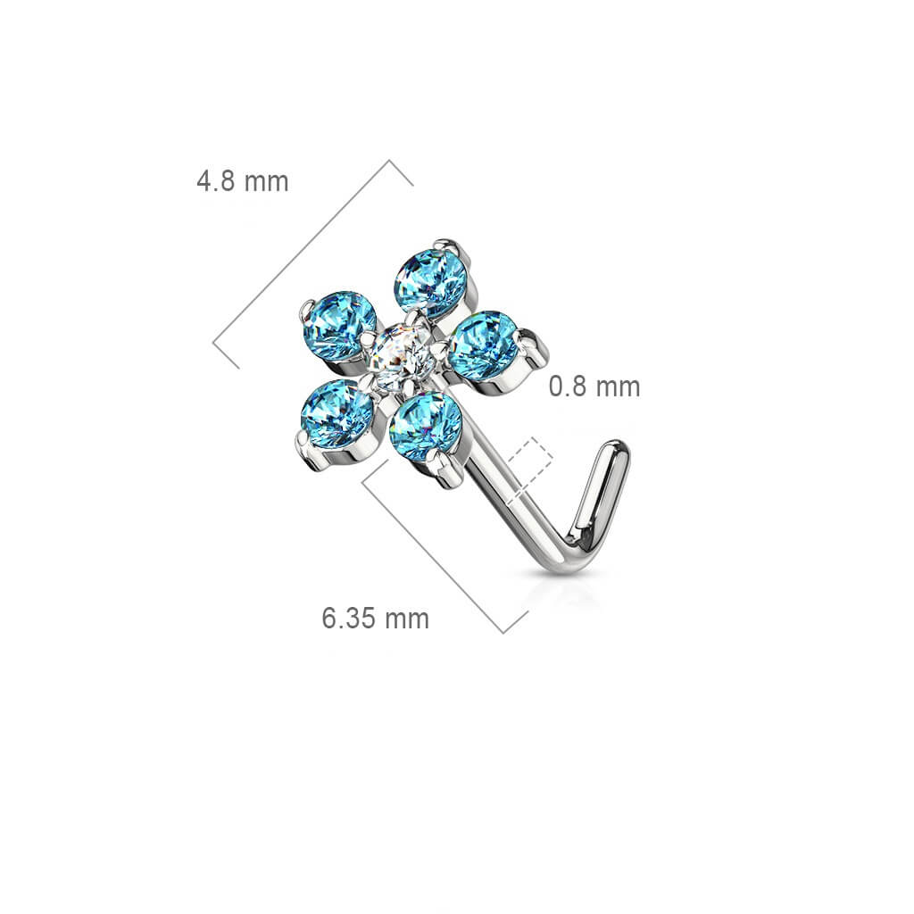 Nez En Forme de L Fleur Zircone Argent