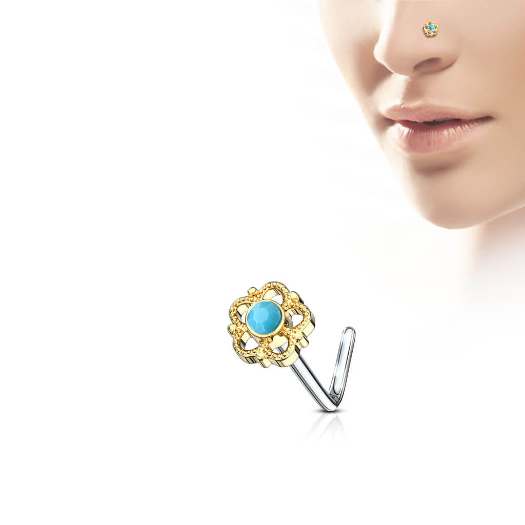 Nose L-Shape Flower turquoise