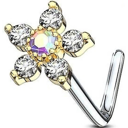 Nose L-Shape Flower 6 Zirconia