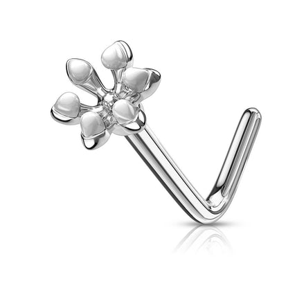 Nose L-Shape Flower Silver