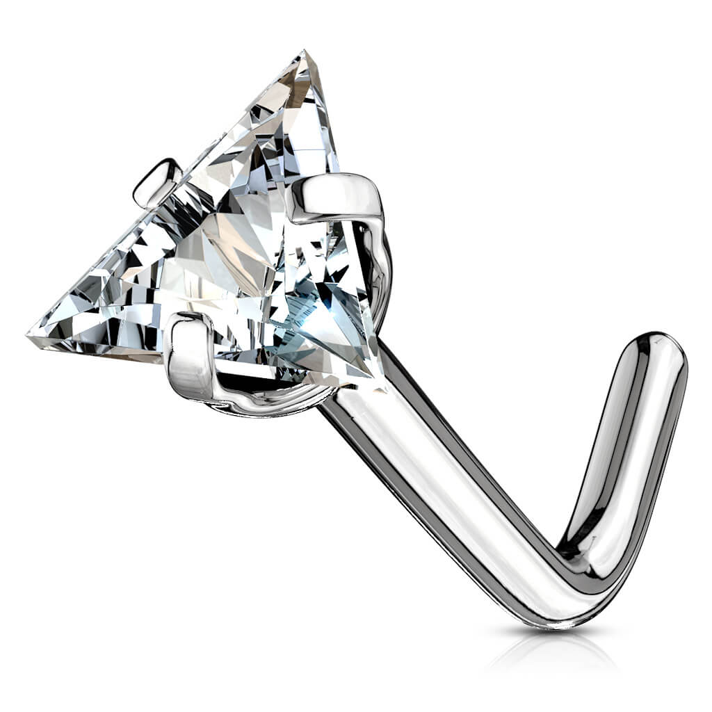 Nez En Forme de L Triangle Zircone Argent