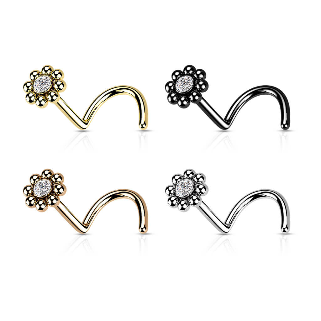 Nose Screw Flower Zirconia