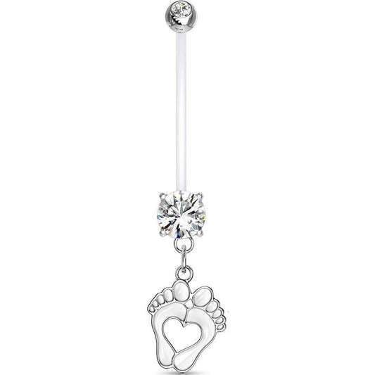 Piercing Nombril Pendentif Pieds de Bébé Zircone