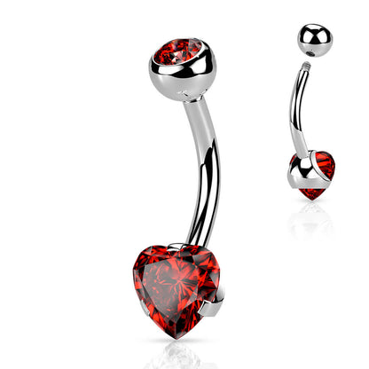 Belly Button Piercing Heart Zirconia