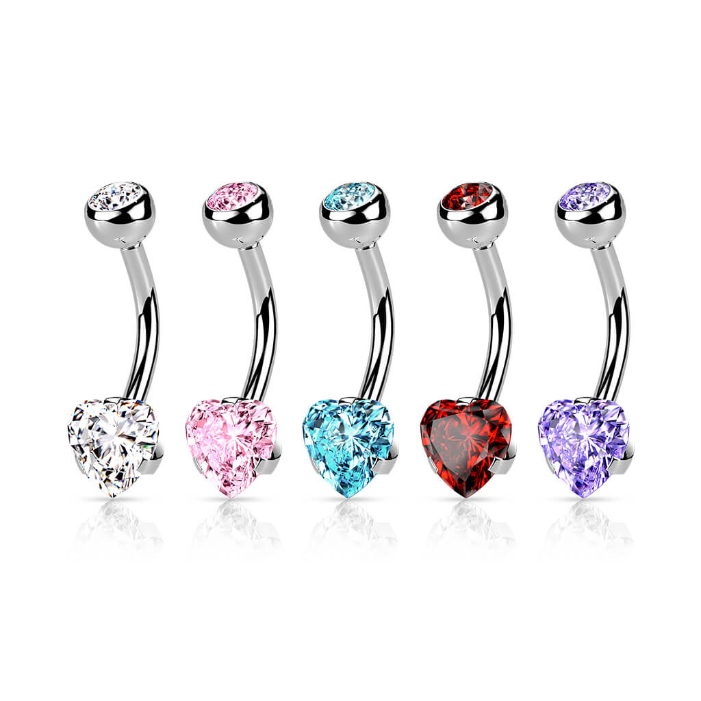 Belly Button Piercing Heart Zirconia