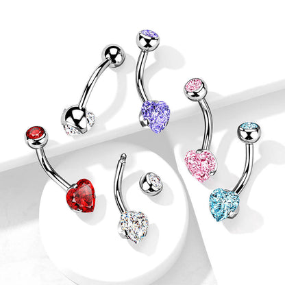 Belly Button Piercing Heart Zirconia