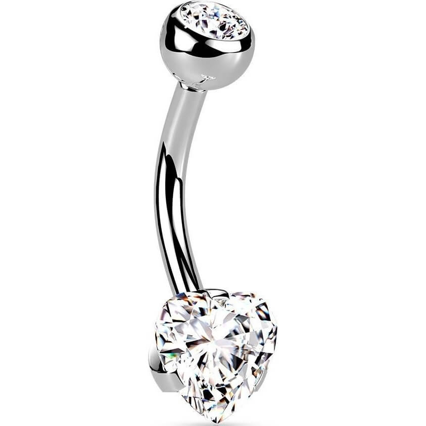 Belly Button Piercing Heart Zirconia