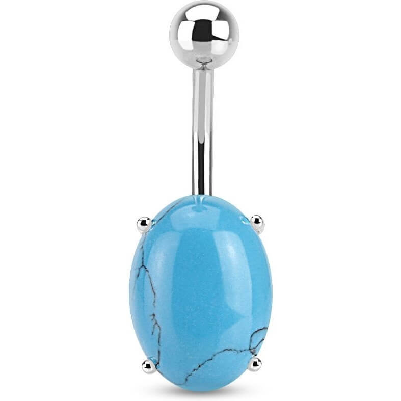 Piercing Nombril Pierre Semi-Précieuse Turquoise Ovale