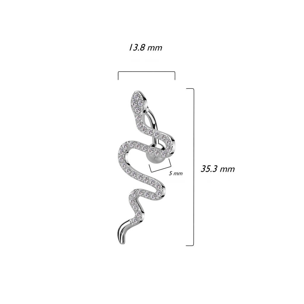 Piercing Ombelico Serpente di zirconi Top Down