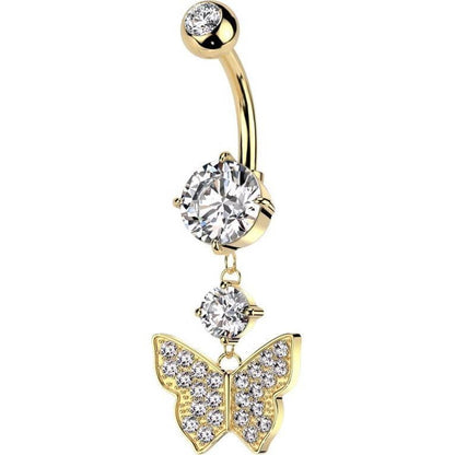 Piercing Nombril Pendentif Papillon Zircone