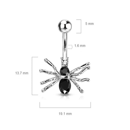 Belly Button Piercing Spider Silver