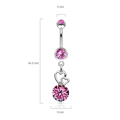 Bauchnabelpiercing Herz beweglich Zirkonia Silber