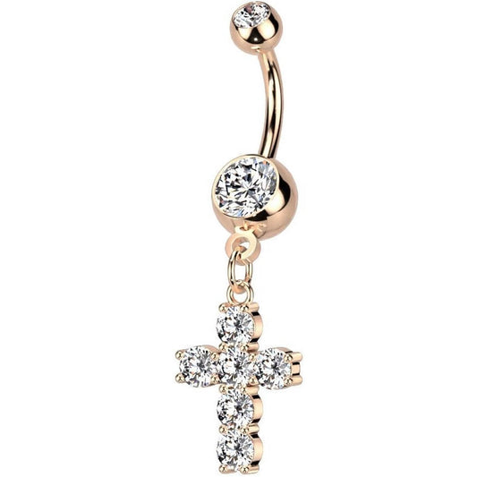 Piercing Nombril Pendentif Croix Zircone