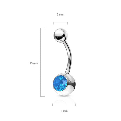 Bauchnabelpiercing Kugel Opal Silber