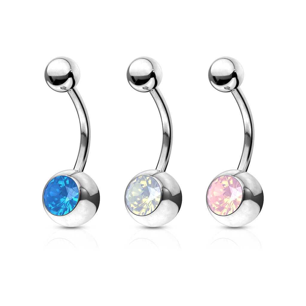 Bauchnabelpiercing Kugel Opal Silber