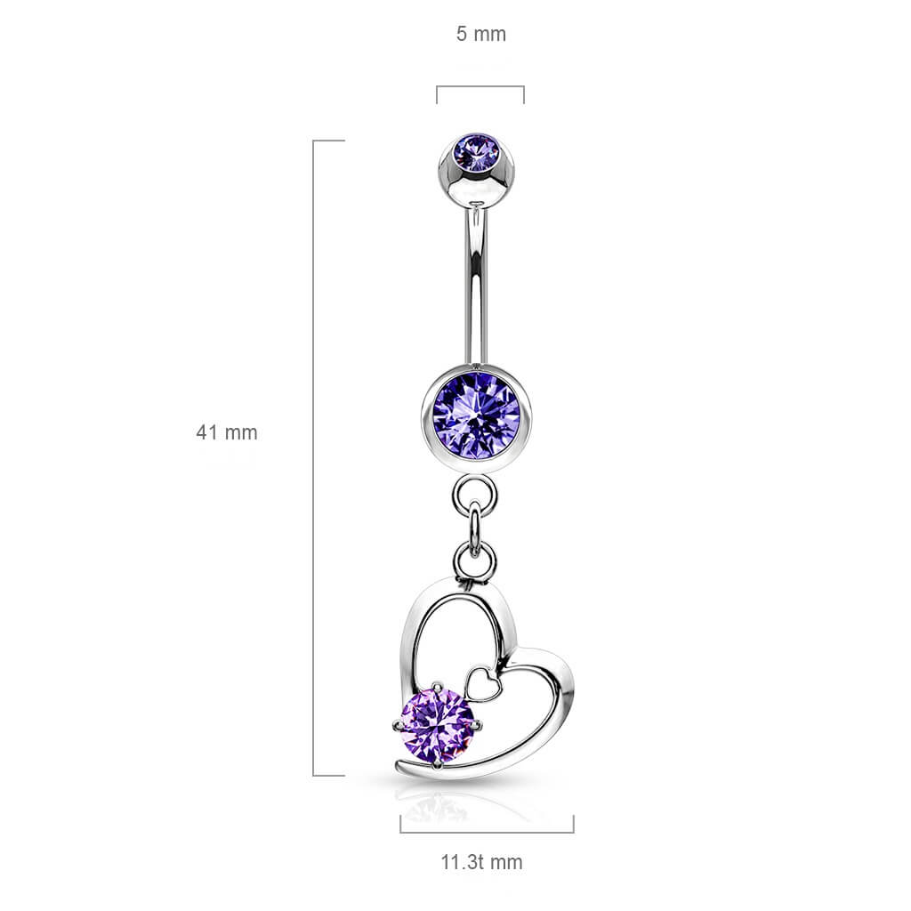 Bauchnabelpiercing Herz beweglich Zirkonia Silber