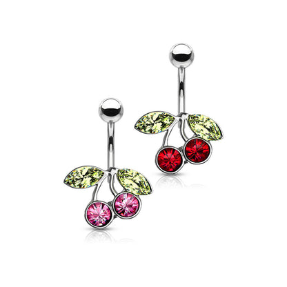 Belly Button Piercing Cherry Zirconia Silver