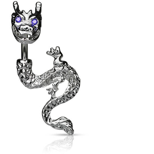 Piercing Nombril Dragon Zircone Argent