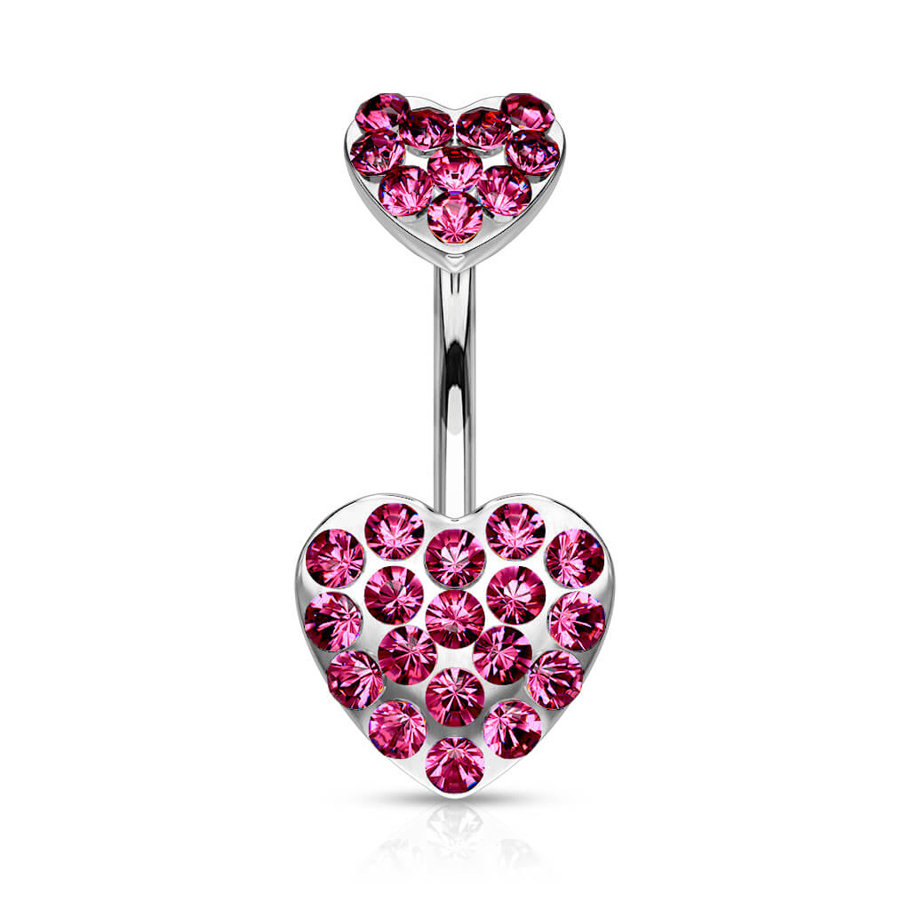 Belly Button Piercing Heart Zirconia Silver