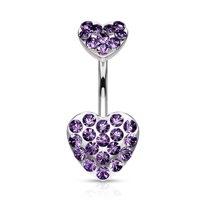 Belly Button Piercing Heart Zirconia Silver