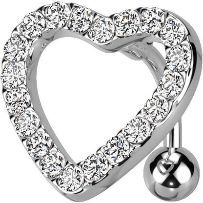 Belly Button Piercing Top Down Heart Zirconia