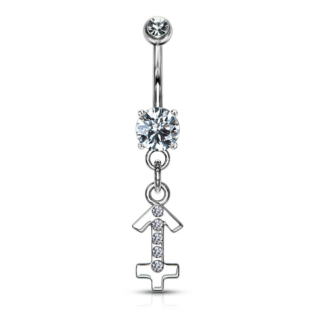 Piercing Nombril Pendentif Signe du Zodiaque Zircone Argent