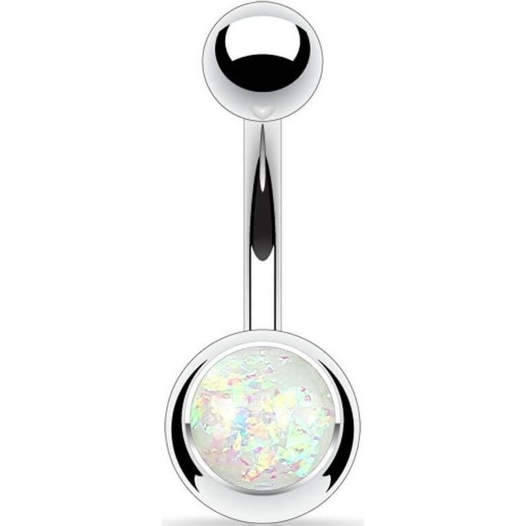 Belly Button Piercing Opal Silver