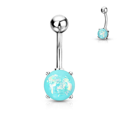 Belly Button Piercing Opal Silver