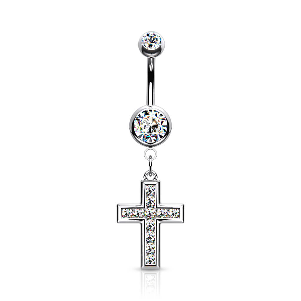 Bauchnabelpiercing Kreuz beweglich Zirkonia