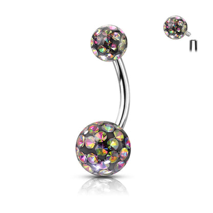 Piercing ombligo Bola Circonita Plata Rosca interna