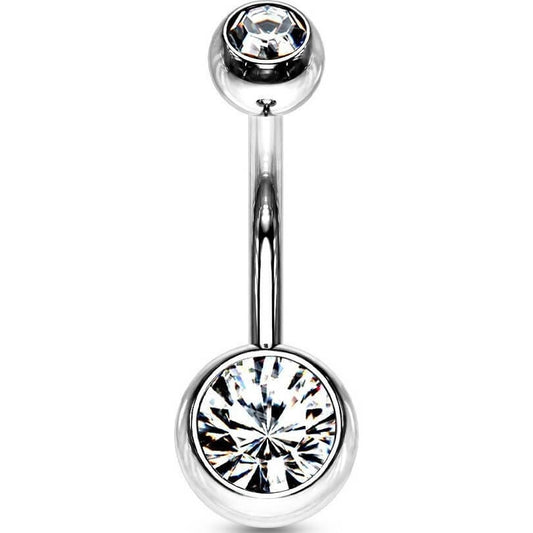 Belly Button Piercing Ball Zirconia Silver Internally Threaded