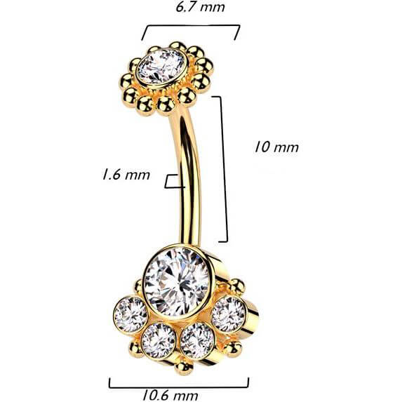 Belly Button Piercing zirconia Internally Threaded