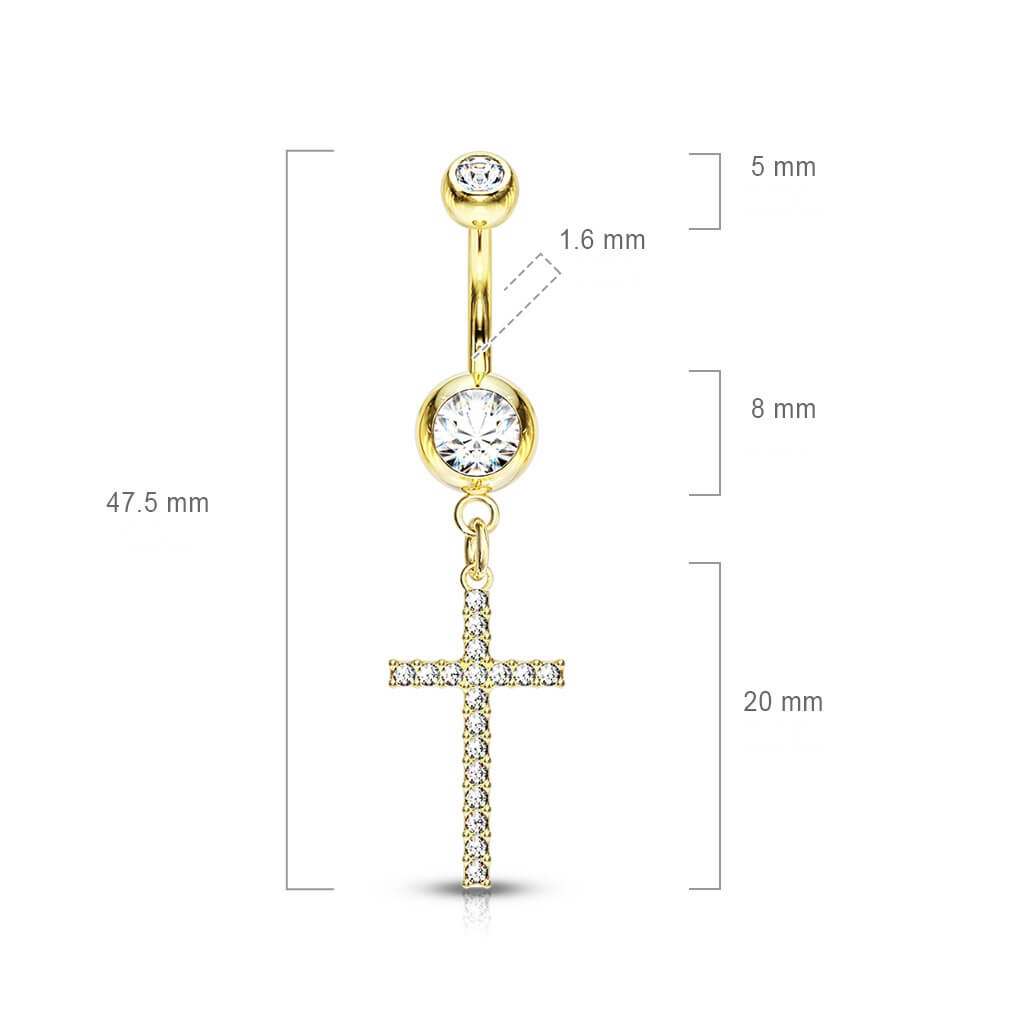 Piercing Nombril Pendentif Croix Zircone