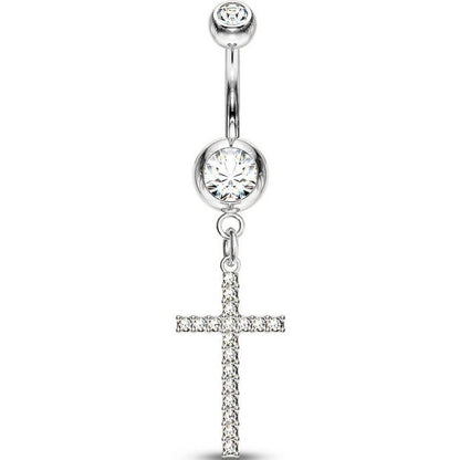 Bauchnabelpiercing Kreuz beweglich Zirkonia