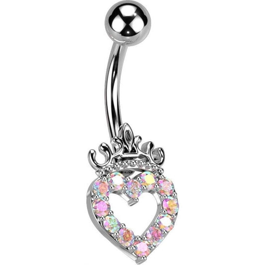 Belly Button Piercing Heart Crown Zirconia