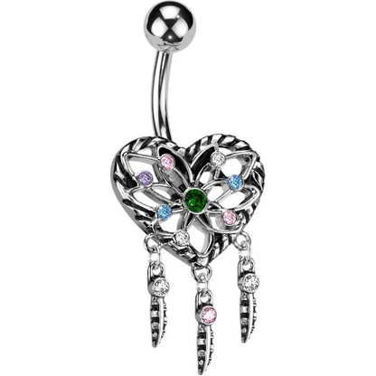 Belly Button Piercing Heart Zirconia Silver